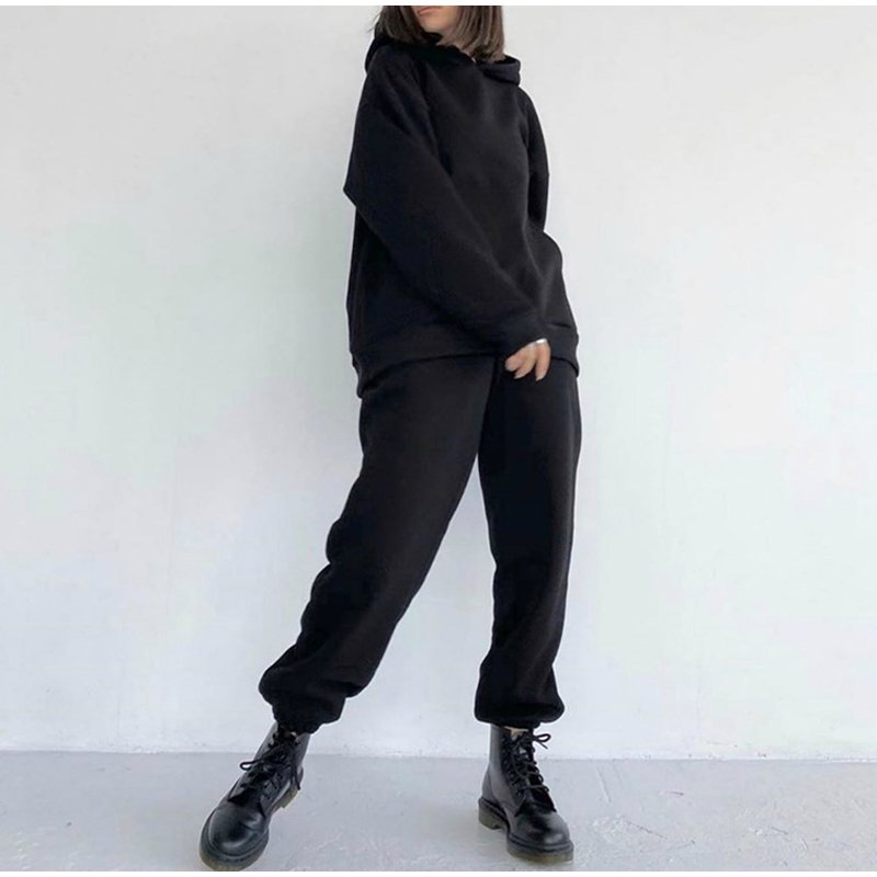 Women Fleece Two Piece Sets Elegant Solid Color Oversized Warm Hoodies and Long Pant Sports Suit Autumn Winter Tracksuit 2021 6 Women Fleece Two Piece Sets Elegant Solid Color Oversized Warm Hoodies and Long Pant Sports Suit Autumn Winter Tracksuit 2021 6