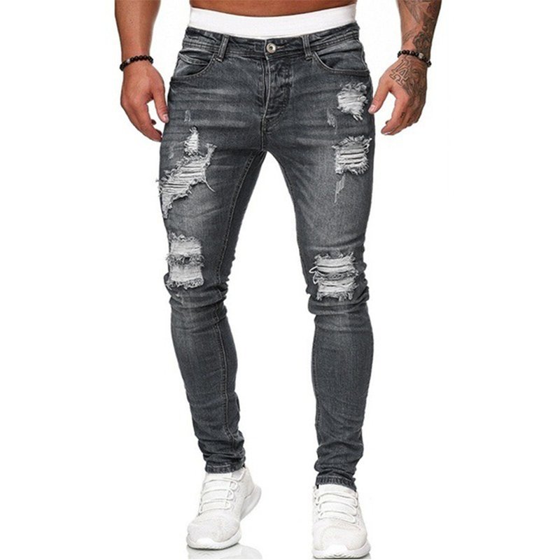 Mens Ripped Skinny Jeans Blue Slim Fit Hole Pencil Pants Biker Casual Trousers Streetwear 2020 High Quality Denim Man Clothing 5 Mens Ripped Skinny Jeans Blue Slim Fit Hole Pencil Pants Biker Casual Trousers Streetwear 2020 High Quality Denim Man Clothing 5