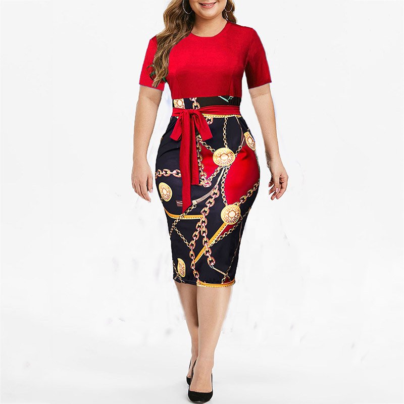 Vintage Print Plus Size Knee-length Dress Womens Summer Short Sleeve Midi Elegant Dresses Summer Sexy High Waist Robe 2021 3 Vintage Print Plus Size Knee-length Dress Womens Summer Short Sleeve Midi Elegant Dresses Summer Sexy High Waist Robe 2021 3